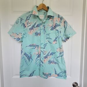 American Eagle 100% Cotton Button Down Collared Floral Tropical Print Si…